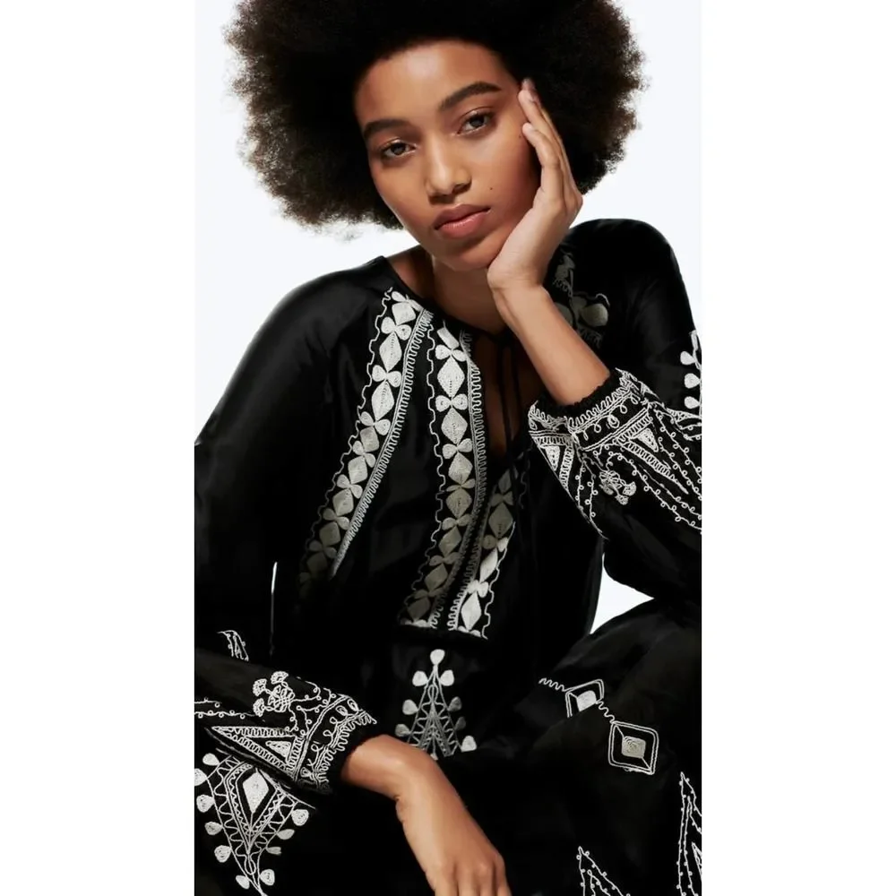 Zara Embroidered Dress Limited Edition New Black - Picture 9 of 14